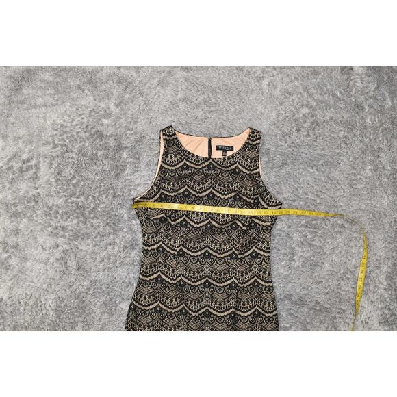 GUESS Black Shift Dress Size 12 Knee Length Polyester Geometric Lace Sleeveless - Picture 6 of 6